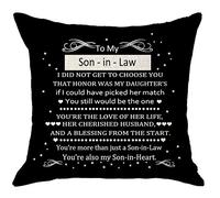 NIDITW Son in Law Birthday Wedding Gift with Inspirational Words Black Body Burlap Decorative Square Pillow Case Cover Pillowcase for Sofa 45x45cm