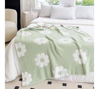 NIDITW Sunflower Fleece Throw Blanket 50x60 Ultra Soft Microfiber Knit Blanket for Couch Sofa Bed Lightweight Floral Green Plants Design All Season Cozy Machine Washable (Light Green)