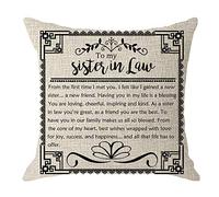 NIDITW to My Sister in Law European Floral Pattern Cream Burlap Throw Pillow Case Cushion Cover Chair Sofa Decorative Square 18x18 inches (Cream)