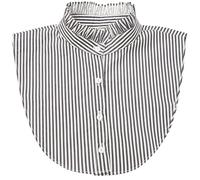 NIDMIDO Women's Striped Ruffle Mock Neck Detachable Faux Collar Shirt, Green Stripe, M