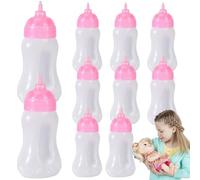 NIDONE 10PCS Baby Doll Bottles 2.1x1.5x4.6'' Sealing Plastic Doll Bottles with Glitter Plastic Creative Realistic Toy Baby Bottle for Imaginative Nurturing Role-Play