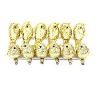 NIDONE 12 Pcs Artificial Birds Clip on Tree Decorations Glitter Christmas Ornaments Mini Cute Birds Ornaments for Xmas Tree, Gift Packing, Garden Decor (Golden)