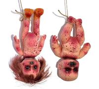 NIDONE 2 Pcs Creepy Doll Bloody Died Girl & Boy 10 In Halloween Scary Haunted Doll Hanging PVC Portable Horror Dolls for Haunted House, Prank Game, Scary