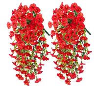 NIDONE 2Pcs Artificial Morning Glory Flowers, 2.5 Inch Long Realistic Hanging Morning Glory Artificial Flowers, UV Resistant Faux Plants Flower for Home Porch Patio Garden