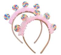 NIDONE 2Pcs Candy Headband Lollipop Cute Headbands, Sweet Hairband with 4 Lollipop Candy Plastic Headband for Kids Toddler Girls Christmas Birthday Parties, Themed Events