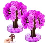 NIDONE 2Pcs Crystal Growing Tree with 3 Potions Mini Paper Crystal Growing Kit for Kids Creative Educational DIY Science Kit for Desk Bookshelf Home Classroom Decor