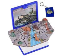 NIDONE 3D Keychain Pop-up Book Dinosaur Theme Cute Keychain for Kids Backpack, Enchanted 3D Dinosaur Scene for Boys Party Birthday Gifts