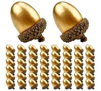 NIDONE 50Pcs Artificial Acorns Christmas Decorations, Golden Acorn Decor with Natural Cap, Foam Fruit Props for Thanksgiving Christmas Home Table Decorations