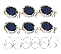 NIDONE 6PCS Hanging Jar Lights,Solar Mason Jar Lid Light with 2m String Lights Handle 20 LEDs Hanging Lantern Lamp for Garden Decoration White Light