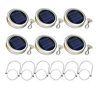NIDONE 6PCS Hanging Jar Lights,Solar Mason Jar Lid Light with 2m String Lights Handle 20 LEDs Hanging Lantern Lamp for Garden Decoration Colorful Light