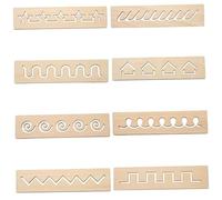 NIDONE 8PCS Tracing Board 2x8 Inch Wooden Writing Thread Board for Kids Preschool Learning Easy to Use Project Montessori Creative Kids Write Supplies, Geometric Pattern