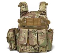 NIDONE Airsoft Vest, Multifunctional Molle, Adjustable Breathable Paintball Vests for Outdoor Security Training, Camouflage