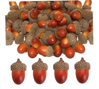 NIDONE Artificial Acorns With Natural Acorn Cap,100 Pieces Artificial Acorns Lifelike With Acorn Cap Simulation Small Acorn For Diy Crafting, Wedding, House Decor - Light Color