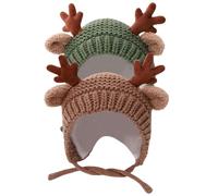 NIDONE Baby Caps Winter,Baby Winter Hat 2PCS Cute Reindeer Antlers Warm Toddler Hat Unisex Soft Crochet Knitted Hat for Toddler Girls Boys
