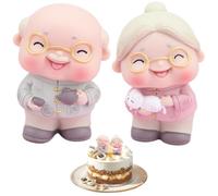 NIDONE Birthday Cake Toppers, Old Man and Woman Figurines Cake Toppers, DIY Decorating Supplies for Wedding Anniversary Birthday Grey