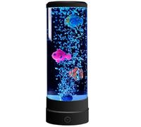 NIDONE Bubble Fish Lamp Color Changing Fish Lamp USB & Battery Powered Fake Tank Creative Sensory Tank with Remote Control Aquarium Mood for Desk Office Home Decor, Black,Fish