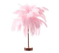 NIDONE Charming Feather Decorative Desk Lamp,Led Night Light Feather Table Lamp Usb Chargable Battery Power With Remote Control Decoration For Bedroom Bedside Wedding Pink