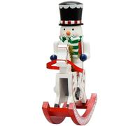 NIDONE Christmas Decorations Indoor Nutcracker Christmas Decor 12 Inch Artwork Wooden Nutcracker with Rocking Horse Christmas Decorations Indoor for Children Gifts Chrismtas Tree Decorations, Snowman