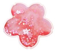 NIDONE Coaster Cup Mat Heat-resistant Cup Pad Glitter Sakura Shape with Quicksand Reusable for Drink Table Kitchen Pink