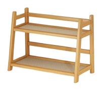 NIDONE Coffee Cup Holder, 2-Layer Large Bamboo Kitchen Counter Shelf with Ventilation Holes Multi-functional Coffee Station Organizer for Home, Office, Cafe