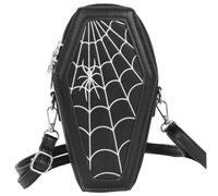 NIDONE Coffin Purses Spider Web Pattern Goth Purse PU Small Crossbody Bag Spooky Horror Large Capacity Cute Wallet for Halloween Party Black