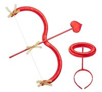 NIDONE Cupid Bow and Arrow Set, One Size Arrows Valentine's Day Cupid Costume Accessories, Wedding Birthday Cosplay Fancy Dress Photo Props for Adults & Teens, Red