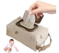 NIDONE Diaper and Wipes Pouch, Diaper Bag Organizer, Bear Pattern and Wipes Pouch with Handle, Washable Reusable Embroidery Baby Storage Bag for Travel