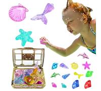 NIDONE Diving Toys 16Pcs Diving Gems for Kids with Treasure Chest Ocean Themed Colorful Acrylic Diamond Gemstones Toys Party Favors