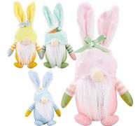NIDONE Easter Bunny Gnome 4Pcs Rabbit Gnome Plush Rustic Easter Gonk, Cute Gnomes Holiday Decor Faceless Ornaments Decorations