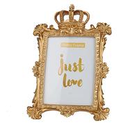 NIDONE Golden Crown Photo Frame Resin Baroque Tabletop Frame Vintage Picture Frame for Postcard Portrait Artwork Family Photo (27x18.5cm)