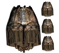 NIDONE Halloween Lamp Shade Cover 4Pcs Black Bat Skull Halloween Light Covers with Tassels Lace Lamp Shades Topper Window Door Mantle Scarf for Party Decor
