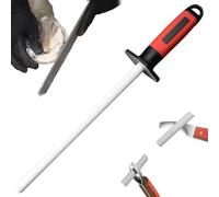 NIDONE Hoof Knife Sharpener 10 Inch Ceramic Hoof Knife Sharpener Rod with Rubber Handle Portable Easy Hanging Hoof Knife Sharpener Tool for Horse Keeping,Knife Sharpener Rod