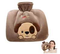 NIDONE Hot Water Bottle with Cute Dog Plush Cover ＆ Hand Warmer Pocket 1250 ML Hot Water Bag for Pain Relief Leakproof Bottle for Women Style 2