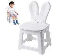 NIDONE Kids Folding Chair Plastic Foldable Step Stool with Rabbit Ear Back Support, Heavy Duty Toddler Chair with Built-In Handle Portable for Living Room Kitchen, Bathroom
