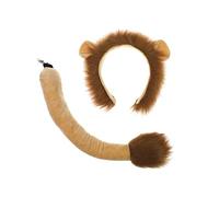 NIDONE Lions Ears and Tail Set, 2Pcs Lions Cosplay Accessories, Ears Headband and Tail