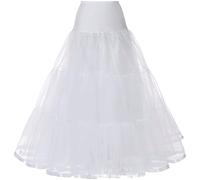 NIDONE Long Slip for Women Under Dress Organza Plus Size Ankle Length Underskirt for Dresses Puffy Prom Evening Wedding White