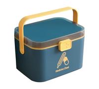 NIDONE Medicine Box Dual Layer Finely Sealed Medicine Organizer Lockable Pill Container with Ergonomic Handle Large Capacity PP Storage for Home Office School