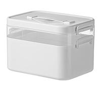 NIDONE Medicine Storage Box, 2-Tier First Aid Storage Box with Handle and Removable Compartment, Multifunctional Container for Medicines, Gadgets, Cosmetics