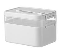 NIDONE Medicine Storage Box, 2-Tier First Aid Storage Box with Handle and Removable Compartment, Multifunctional Container for Medicines, Gadgets, Cosmetics