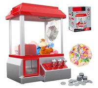 NIDONE Mini Claw Machine Battery-Powered Mini Vending Machine with 10 Tiny Plush Toys ＆ 24 Tokens Fun Cool Electronic Game Xmas Birthday for Kids Aged 4-8