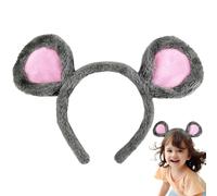 NIDONE Mouse Ears Headband 11x8 Inch Fabric Mouse Headband Cute & Adorable Ears Decorative Grey Color Rat for Cosplay, Theme Park, Gifts for Boys & Girls