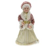 NIDONE Mr And Mrs Claus Santa Claus Figures 17.7 Inch Realistic Christmas Grandmother Santa Doll Ornament For Window Table Christmas Decorations Gift Red