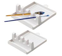 NIDONE Paint Brush Rest Plastic Paint Brush Holder with 4 Slots Chinese Calligraphy Pen Holder Brush Drying Rack Organizer Display Stand 2 Pcs,Brush Holder