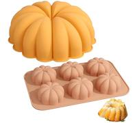 NIDONE Pumpkin Silicone Moulds 2PCS 6 Cavity 3D Autumn Harvest Theme Chocolate Moulds with 3D Pumpkin Mould Thanksgiving Candle for Pudding Muffin Cake Fondant Making Style2