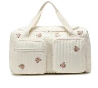 NIDONE Quilted Diaper Bag, Duffle Bag Teddy Bear Pattern, Large Capacity Cute Portable Lightweight Duffle for Hospital Weekender Travel, 48x22x26 cm