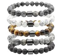 NIDONE Quit Smoking Bracelet, 5Pcs Anti Smoking Bracelet Spiritual Magnetic Beaded Quit for Women Men Helps Relief Anxiety Frustration Irritability