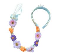 NIDONE Rapunzel Wig for Kids, 27" Long Braided Wigs Headbands, Rapunzel Hair with Tiara Flowers Adorn, Tangled Wig for Girls Princess Dress up Accessories, Style 2