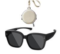 NIDONE Sunglasses That Fit over Glasses, UV Protection Sunglasses over Glasses, Folding Lightweight Non Slip, for Walking, Driving, Travelling, Fishing, Style1