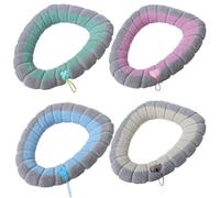 NIDONE Toilet Seat Covers 4Pcs Soft Toilet Seat Warmer Cushion with Handle Winter Thick Stretchable Washable Bathroom Cushion Fits All Oval Seats Style 1, Padded