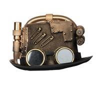 NIDONE Top Hats for Men, Steampunk Top Hat Women Men Gothic Steam Pipe Hat with Goggle Halloween Costume Hats